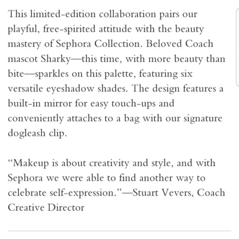 Coach Sephora Sharky Eyeshadow Palette NIB